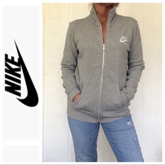 Nike Tops - NIKE SPORTSWEAR HEATHER GRAY FULL ZIPPER HOODIE L